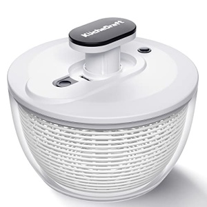 KucheCraft Salad Spinner Large 6.3 Qt, Manual Lettuce Spinner for Vegetable Prepping, One-Handed Pump Fruit Spinner Dryer with Bowl and Colander, Dishwasher Safe Veggie Fruit Washer Spinner-Black